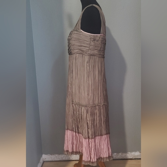 Peruvian Connection 100% Silk Crinkle Midi Dress - Picture 2 of 9